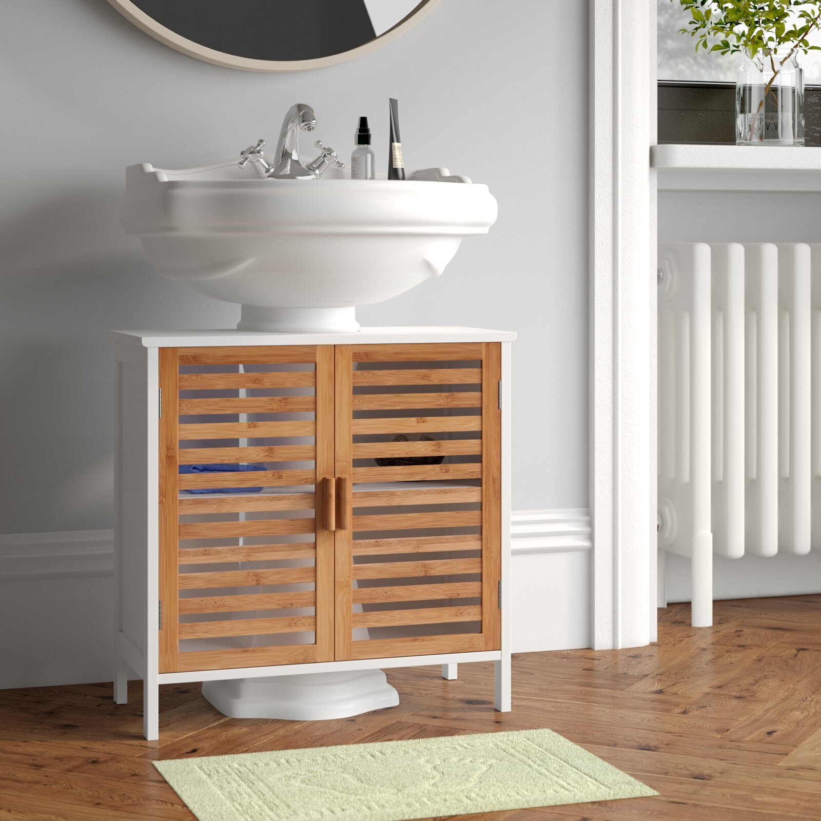 Lightweight Louvered Bamboo Vanity