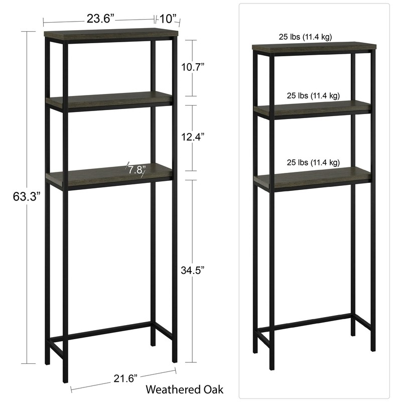 Lillian 23.62'' W x 63.31'' H x 10'' D Over-The-Toilet Storage