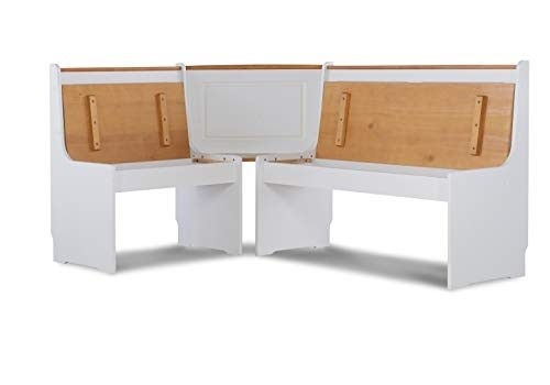 Linon Home Ardmore Accents, by Linon Kitchen Nook Set, White/Pine