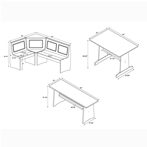 Linon Home Ardmore Accents, by Linon Kitchen Nook Set, White/Pine