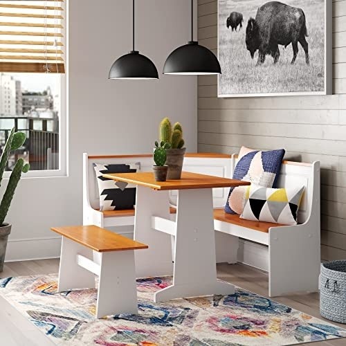 Linon Home Ardmore Accents, by Linon Kitchen Nook Set, White/Pine