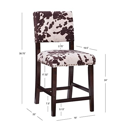 Linon Udder Madness Corey Counter Stool, 19"W x 22.25"D x 38.75"H, Manhattan Stain