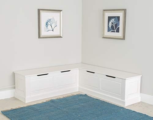 Linon White Backless Corner Breakfast, Table is NOT Included Harris Nook