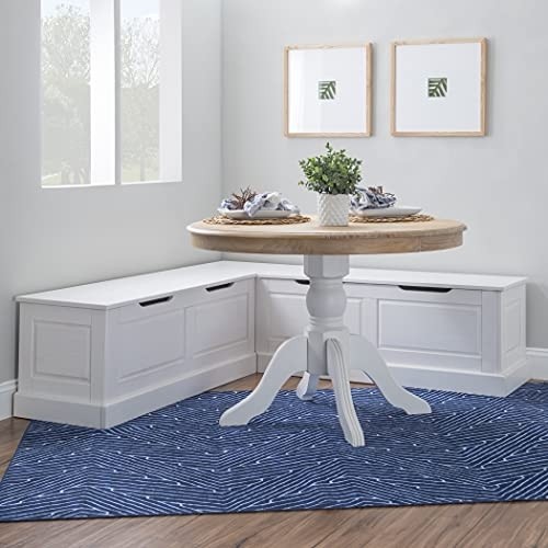 Linon White Backless Corner Breakfast, Table is NOT Included Harris Nook