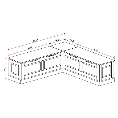 Linon White Backless Corner Breakfast, Table is NOT Included Harris Nook