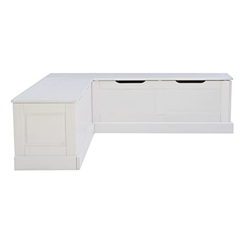 Linon White Backless Corner Breakfast, Table is NOT Included Harris Nook