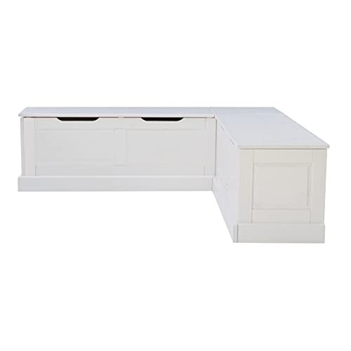 Linon White Backless Corner Breakfast, Table is NOT Included Harris Nook