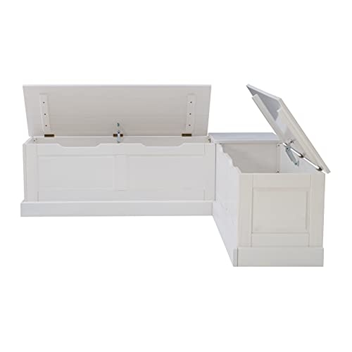 Linon White Backless Corner Breakfast, Table is NOT Included Harris Nook