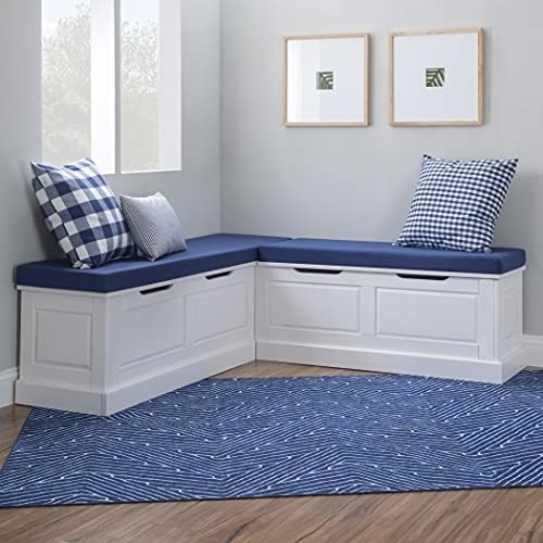 Linon White Backless Corner Breakfast, Table is NOT Included Harris Nook