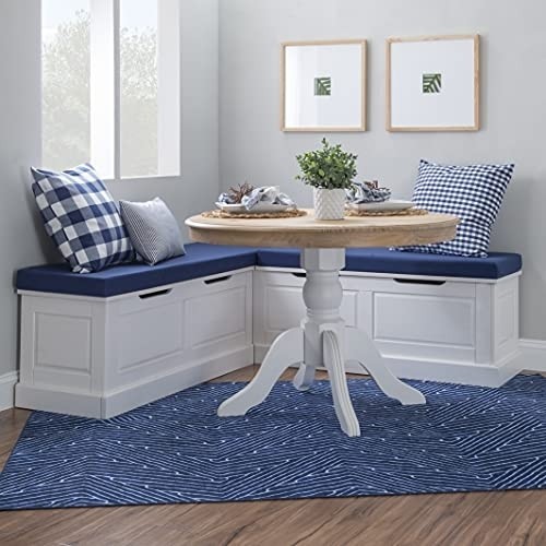 Linon White Backless Corner Breakfast, Table is NOT Included Harris Nook