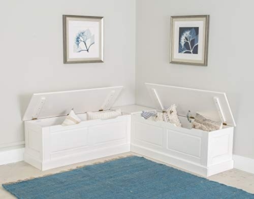 Linon White Backless Corner Breakfast, Table is NOT Included Harris Nook