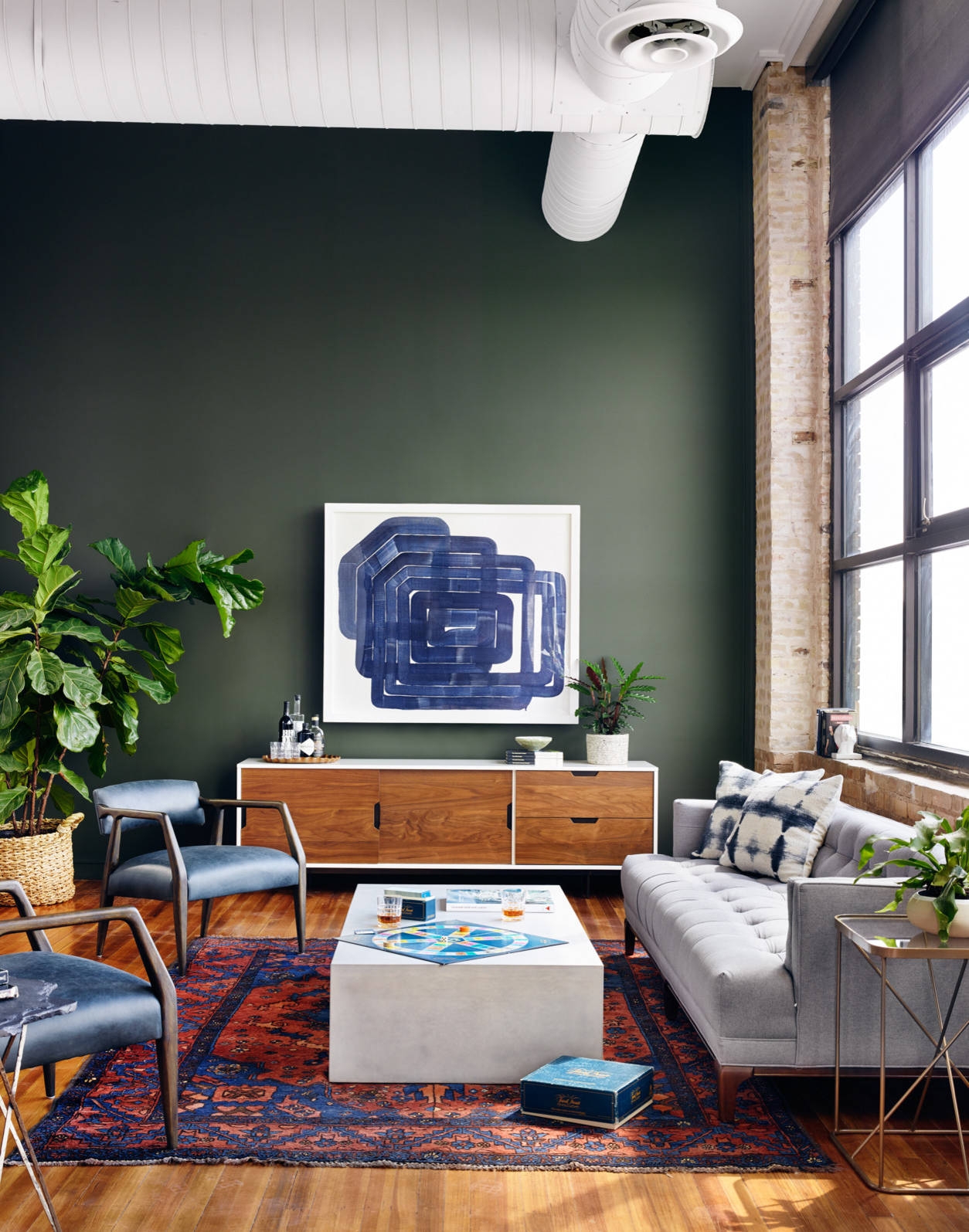 Living Room With Exposed Duct Pipes