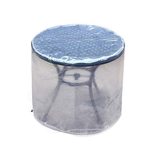 LJIANW Rattan Furniture Covers Outdoor Round Table Cover PE Weaving Cloth Dust-Proof Rainproof Weather Resistant Large Patio Set Cover (Color : Clear, Size : 124X76CM)