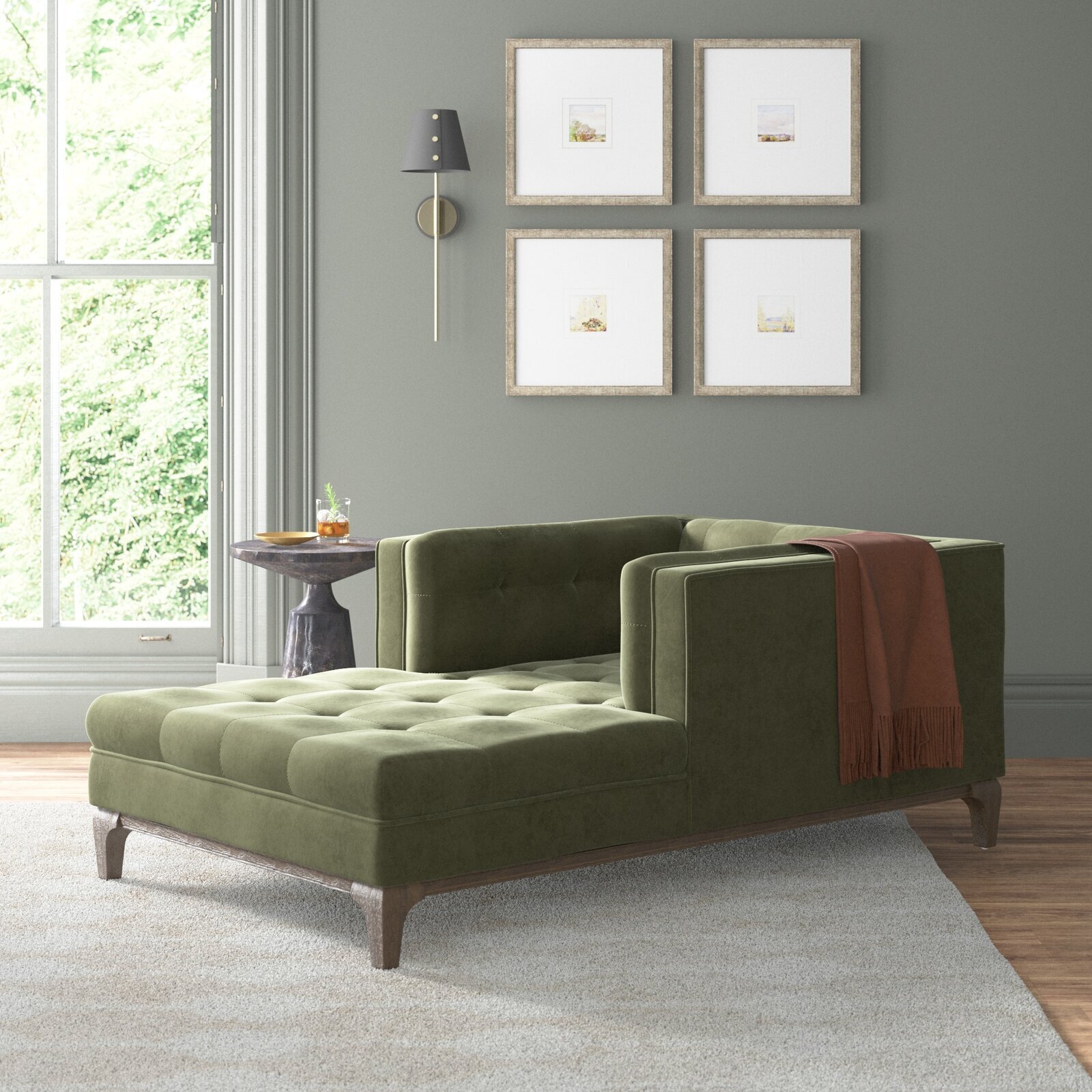 Low Profile Tufted Chaise Lounge