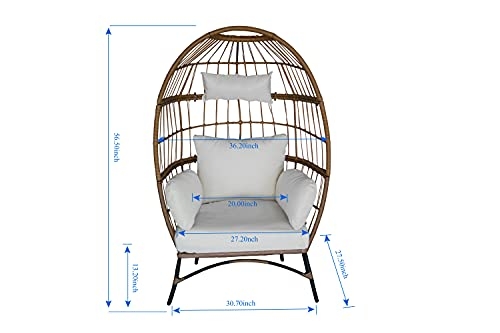 Luckyberry Wicker Egg Chair Rattan Chair Brown, Outdoor Patio Porch Lounge