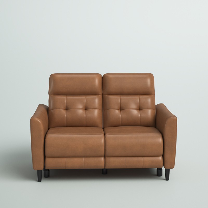 Maes 60'' Genuine Leather Square Arm Power Reclining Loveseat