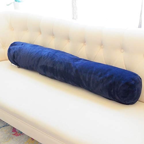 [MAIA] Super Soft Luxurious Machine Washable Faux Rabbit Fur Extra Long Bolster Pillow with Removable Zippered Cover/Case - Insert Included with Zipper (8 X 48 Bolster, Royal Navy Blue)