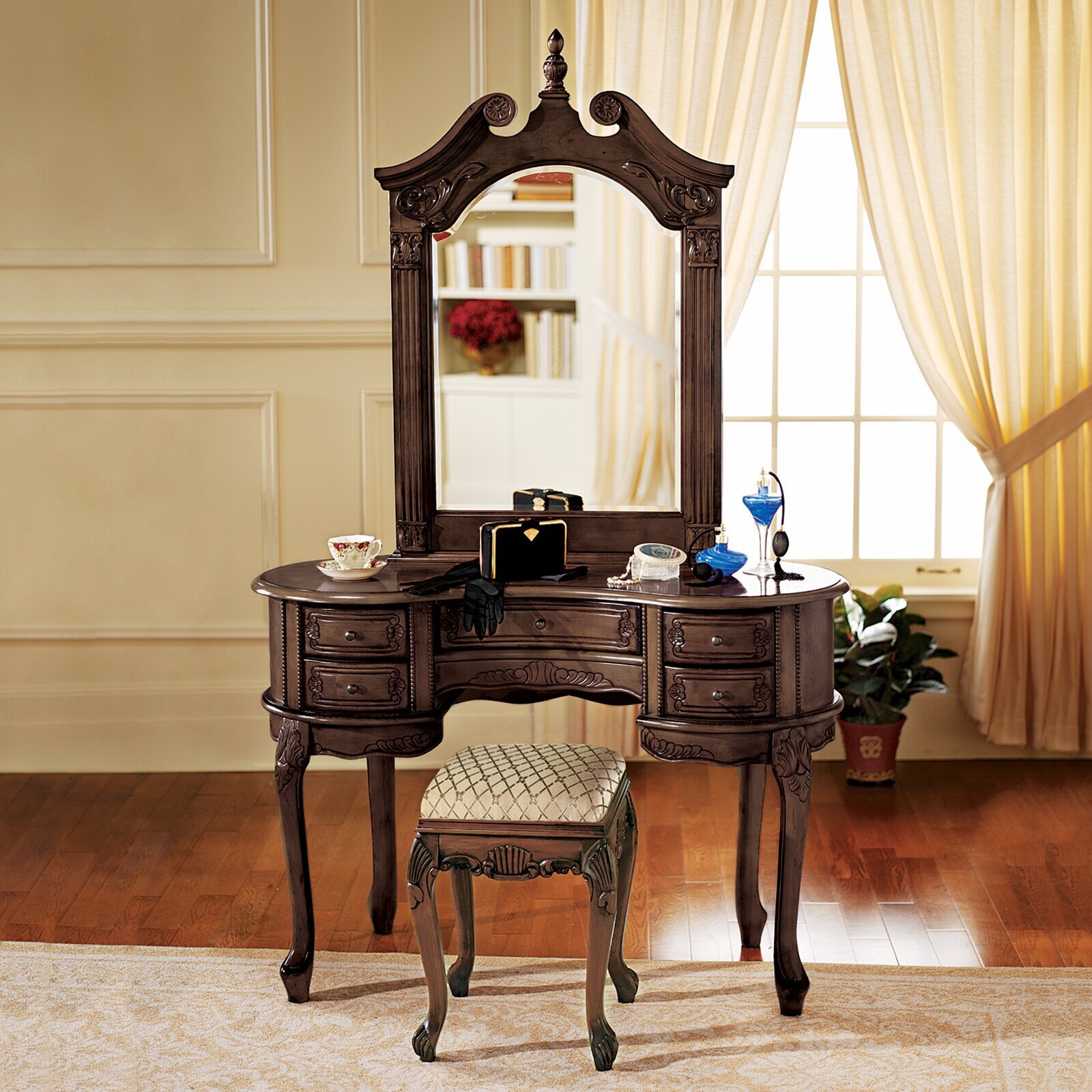 Majestic antique mahogany makeup table