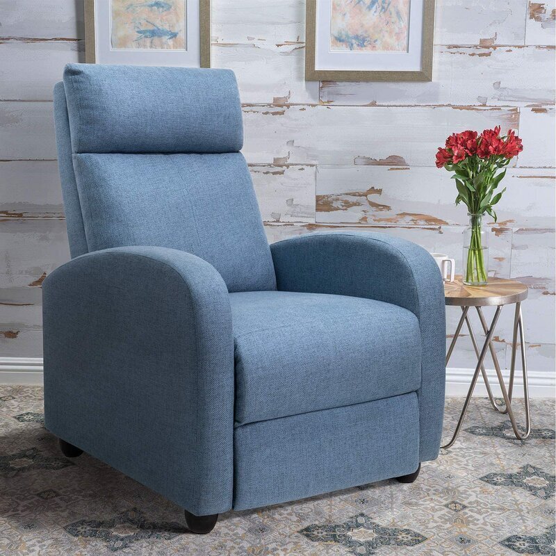Manual Small Cloth Covered Curvy Recliner