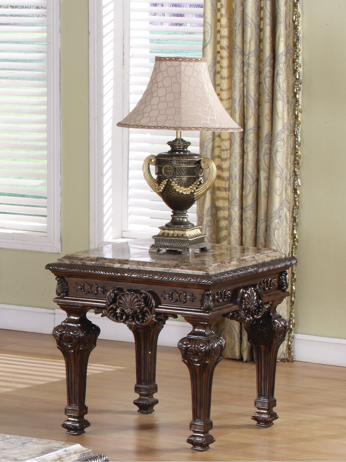 Marble Top Cherry End Table