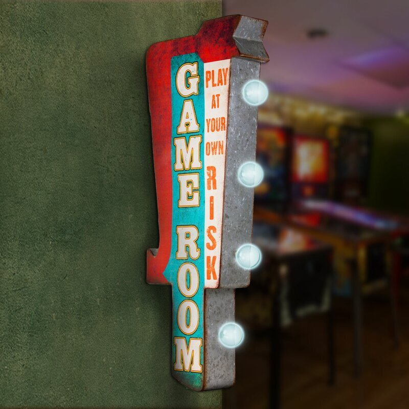 Marquee Gamer Room Decor Directional Sign