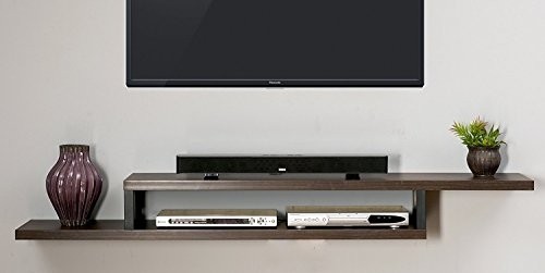 Martin Furniture Asymmetrical Floating Wall Mounted TV Console, 72inch, Skyline Walnut