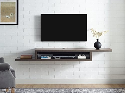 Martin Furniture Asymmetrical Floating Wall Mounted TV Console, 72inch, Skyline Walnut