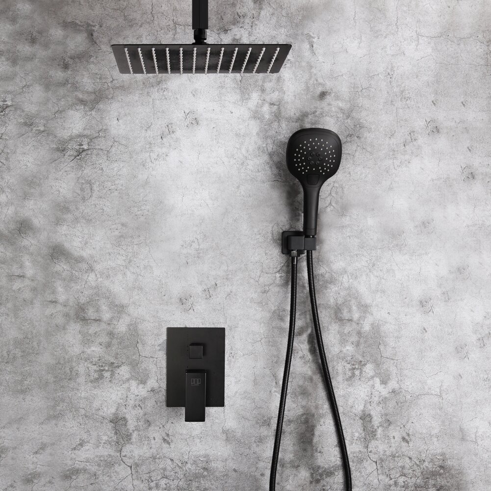 Matte Black Industrial Style Shower Fixtures