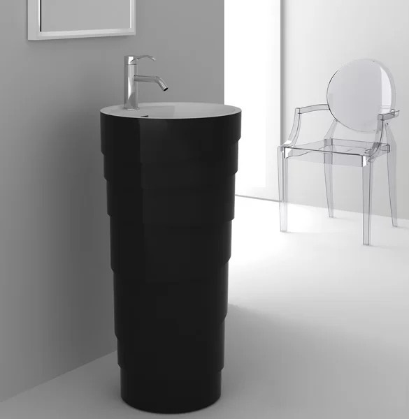 Matte finish modern pedestal sink
