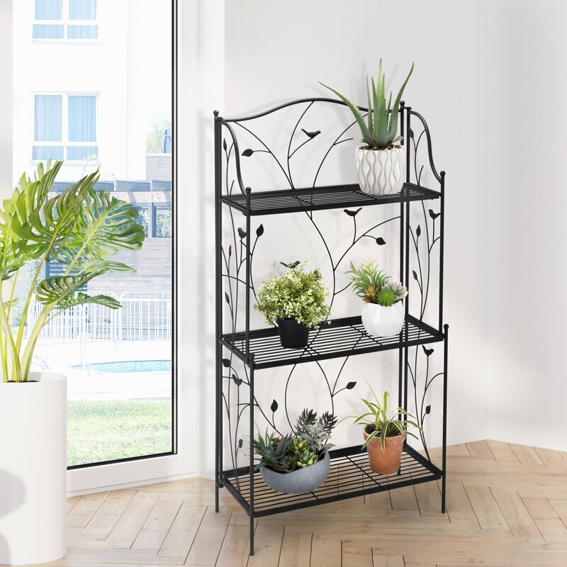 Matte metal multi tiered plant stand