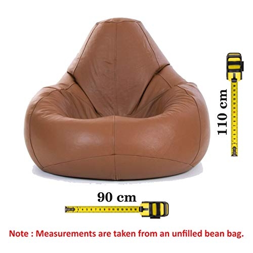 Maxiples Beanbag Chair Sofa Luxury Premium Quality Genuine Cowhide Leather Suitable for Indoor/Outdoor, Without Bean (Without Fillers) Tan