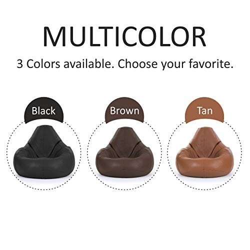 Maxiples Beanbag Chair Sofa Luxury Premium Quality Genuine Cowhide Leather Suitable for Indoor/Outdoor, Without Bean (Without Fillers) Tan