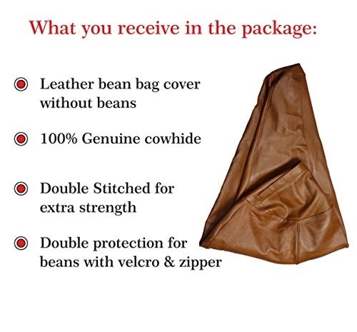 Maxiples Beanbag Chair Sofa Luxury Premium Quality Genuine Cowhide Leather Suitable for Indoor/Outdoor, Without Bean (Without Fillers) Tan