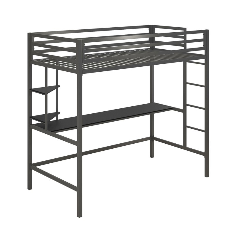 Maxwell Metal Loft Bed with Built-in-Desk by Novogratz