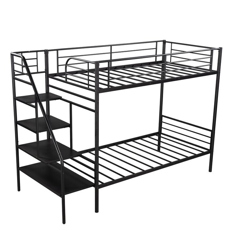 Metal Twin Bunk Bed With Stairs