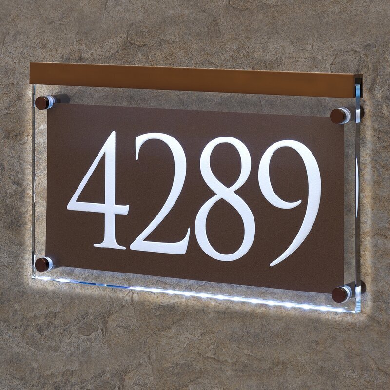 Metallic Lighted House Number Signs