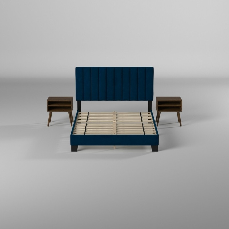 Meurer Queen Upholstered Platform 3 Piece Bedroom Set