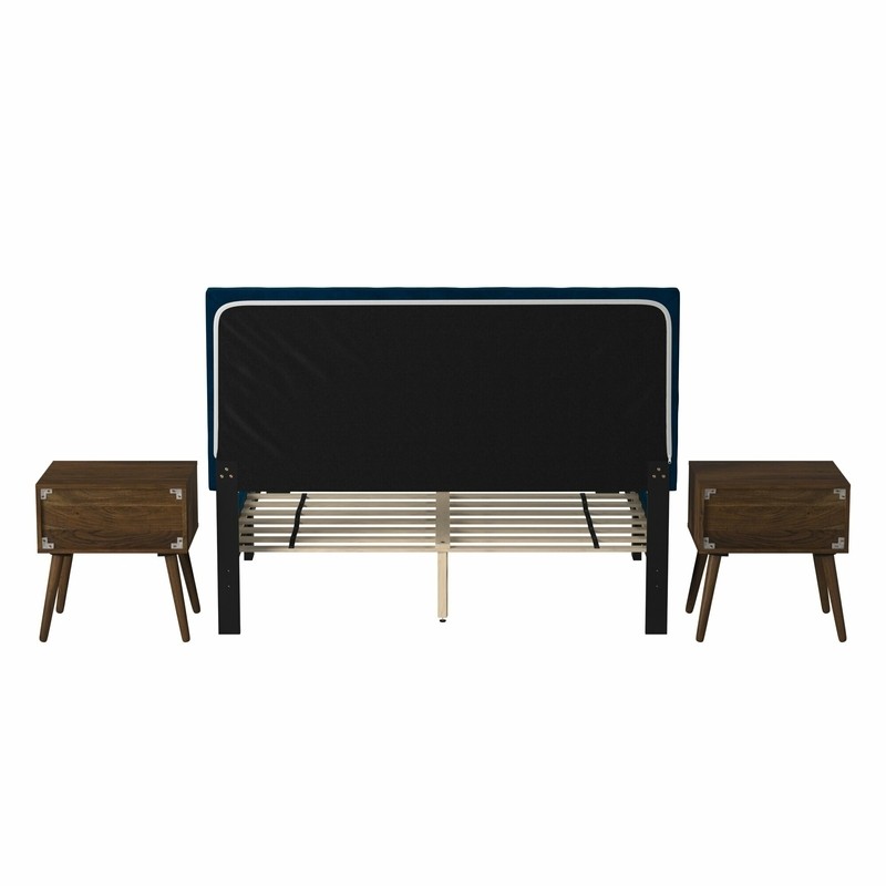 Meurer Queen Upholstered Platform 3 Piece Bedroom Set