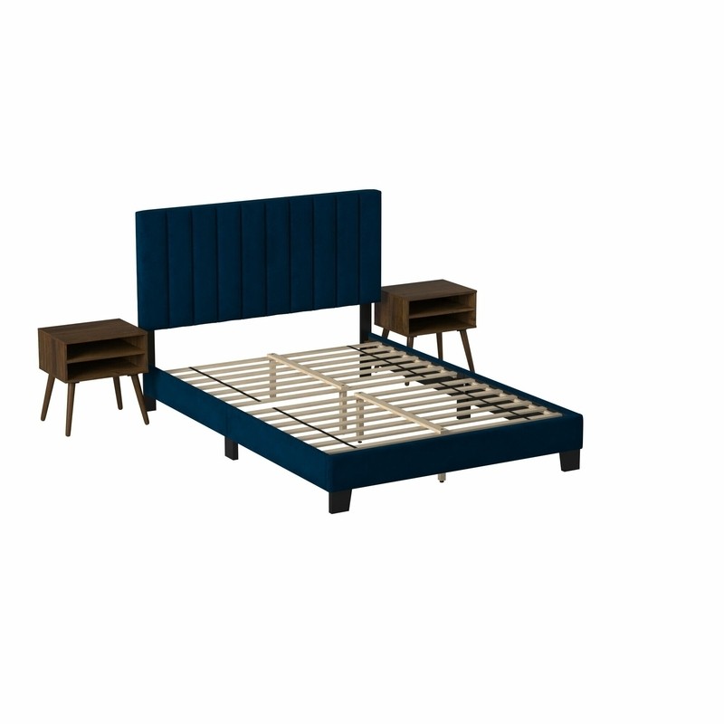 Meurer Queen Upholstered Platform 3 Piece Bedroom Set