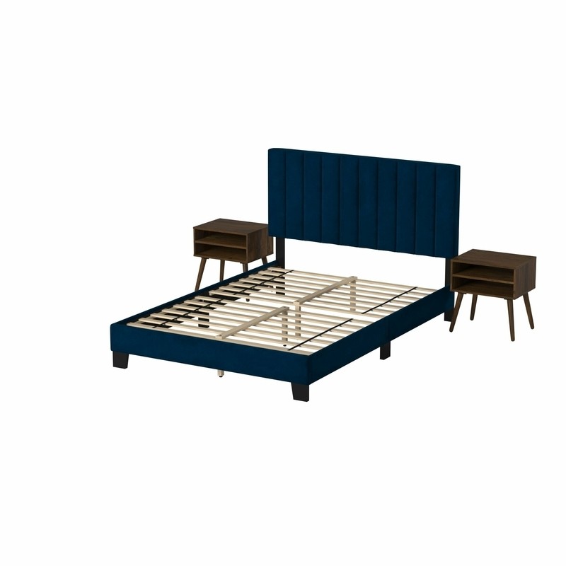 Meurer Queen Upholstered Platform 3 Piece Bedroom Set
