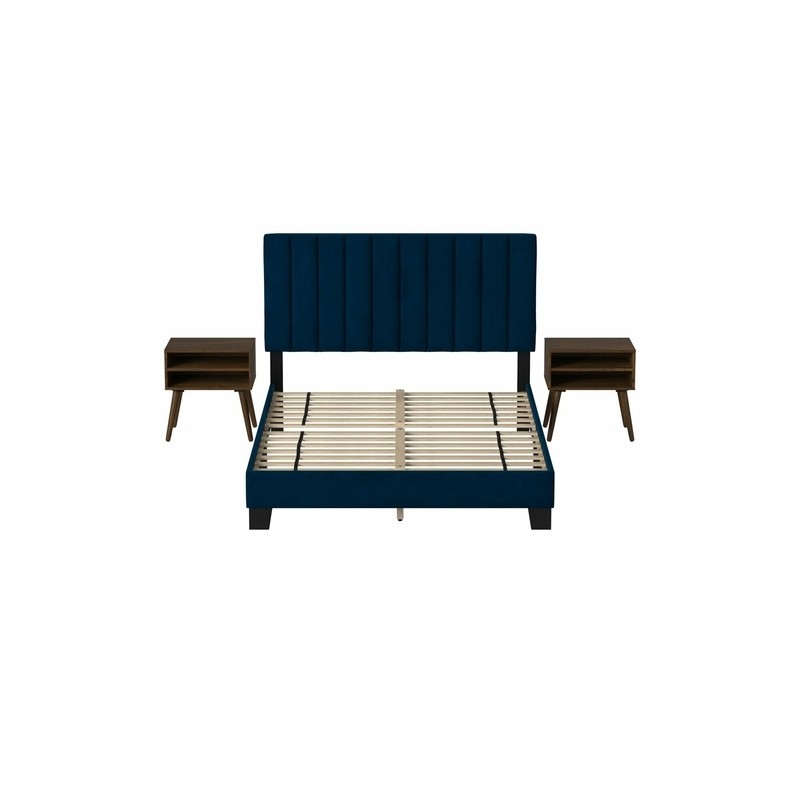 Meurer Queen Upholstered Platform 3 Piece Bedroom Set