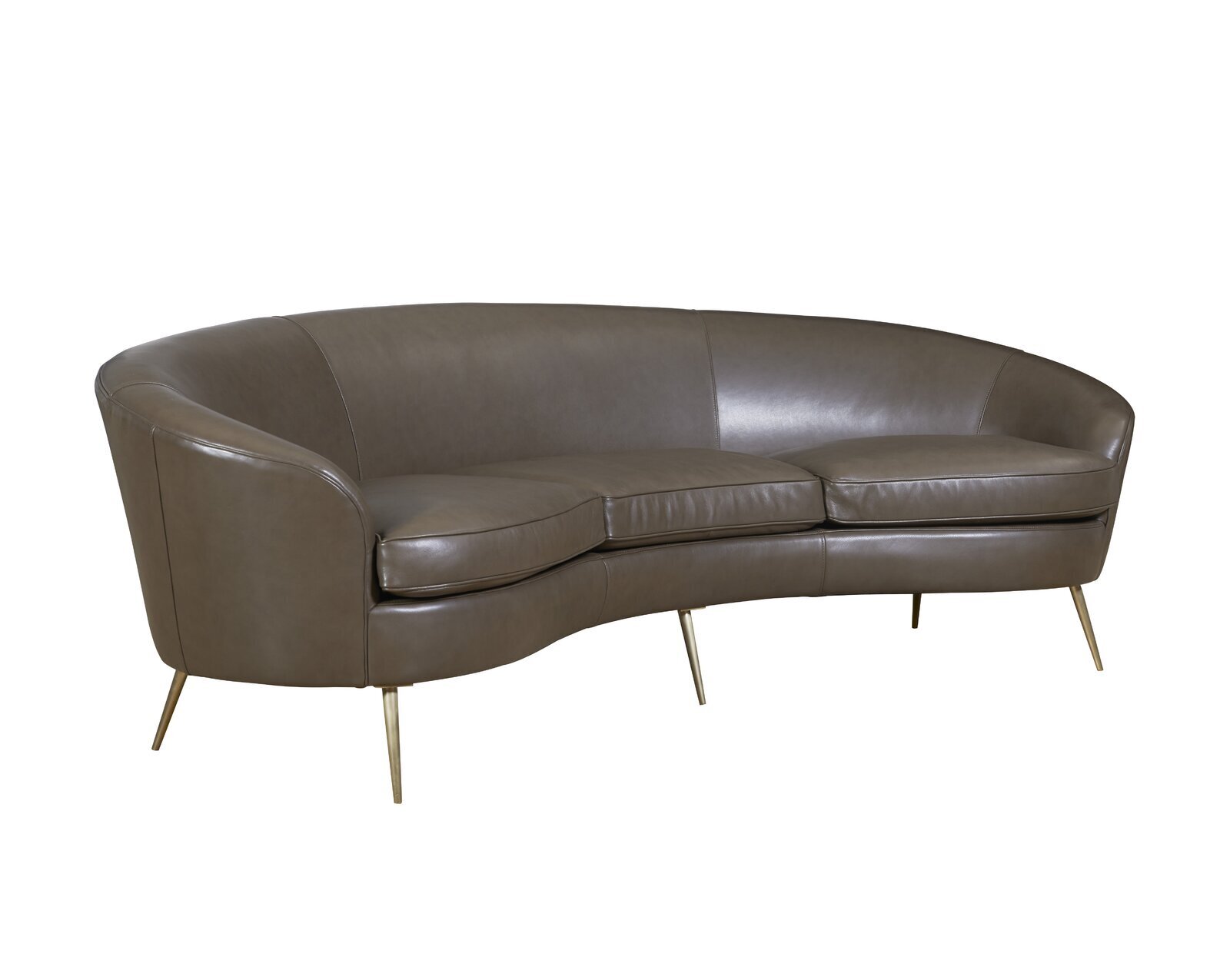 Mid Century Modern Curved Leather Sofa