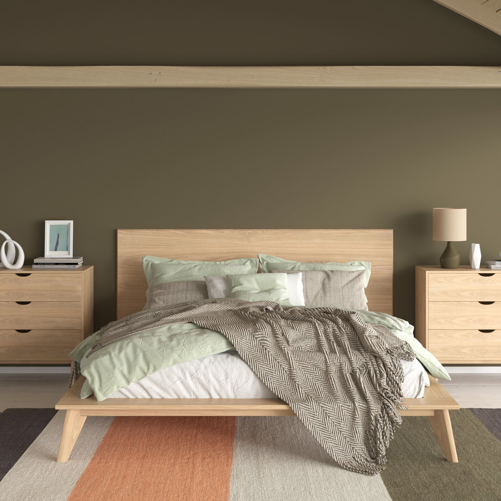 Modern King Size Bed With Storage In English Oak Dark