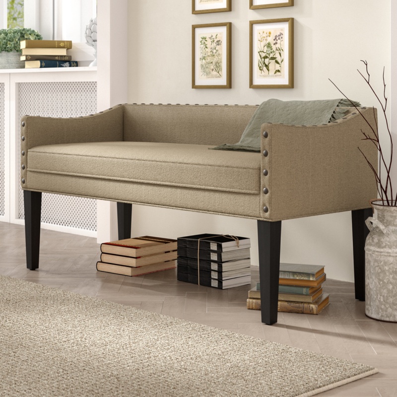 Upholstered End of Bed Bench with Metal Legs Foter