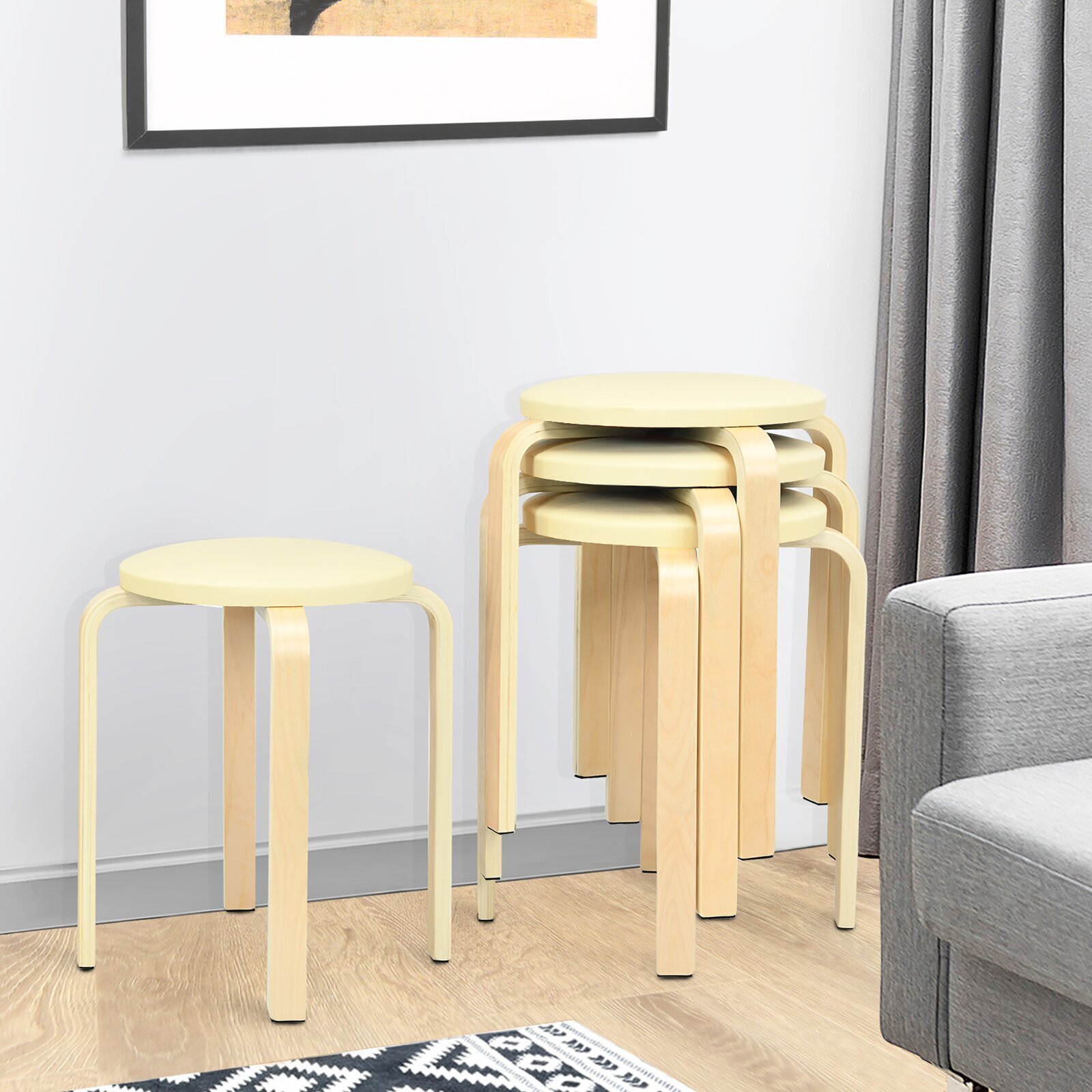 Minimalistic Wooden Stacking Stools