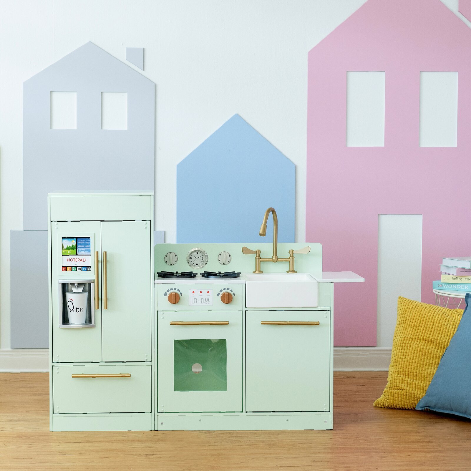 Mint Colored Childrens Wooden Kitchen