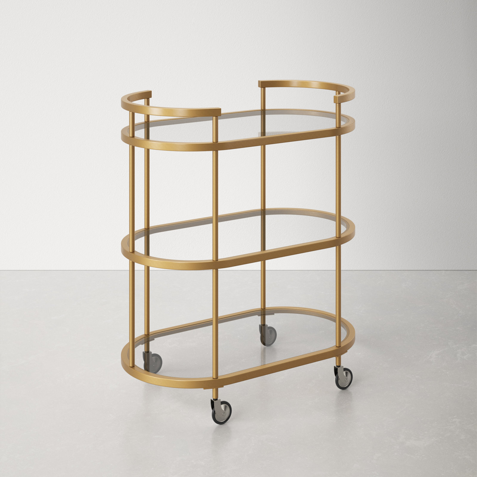 Mirrored brass bar cart