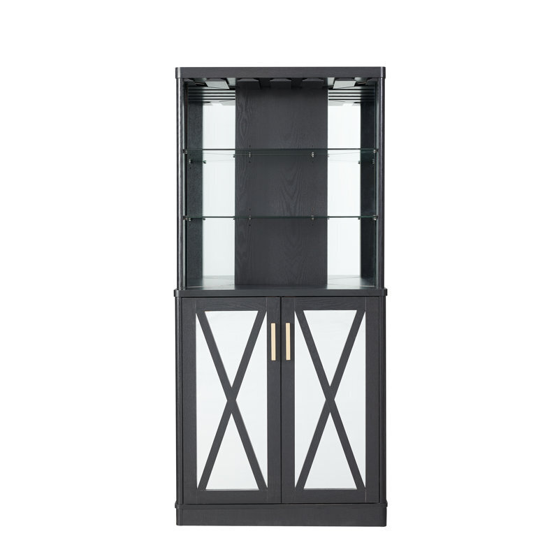Mirrored corner bar unit for home