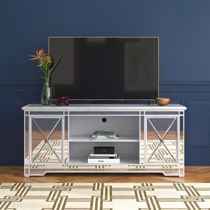 Mirrored Media Cabinet with Doors