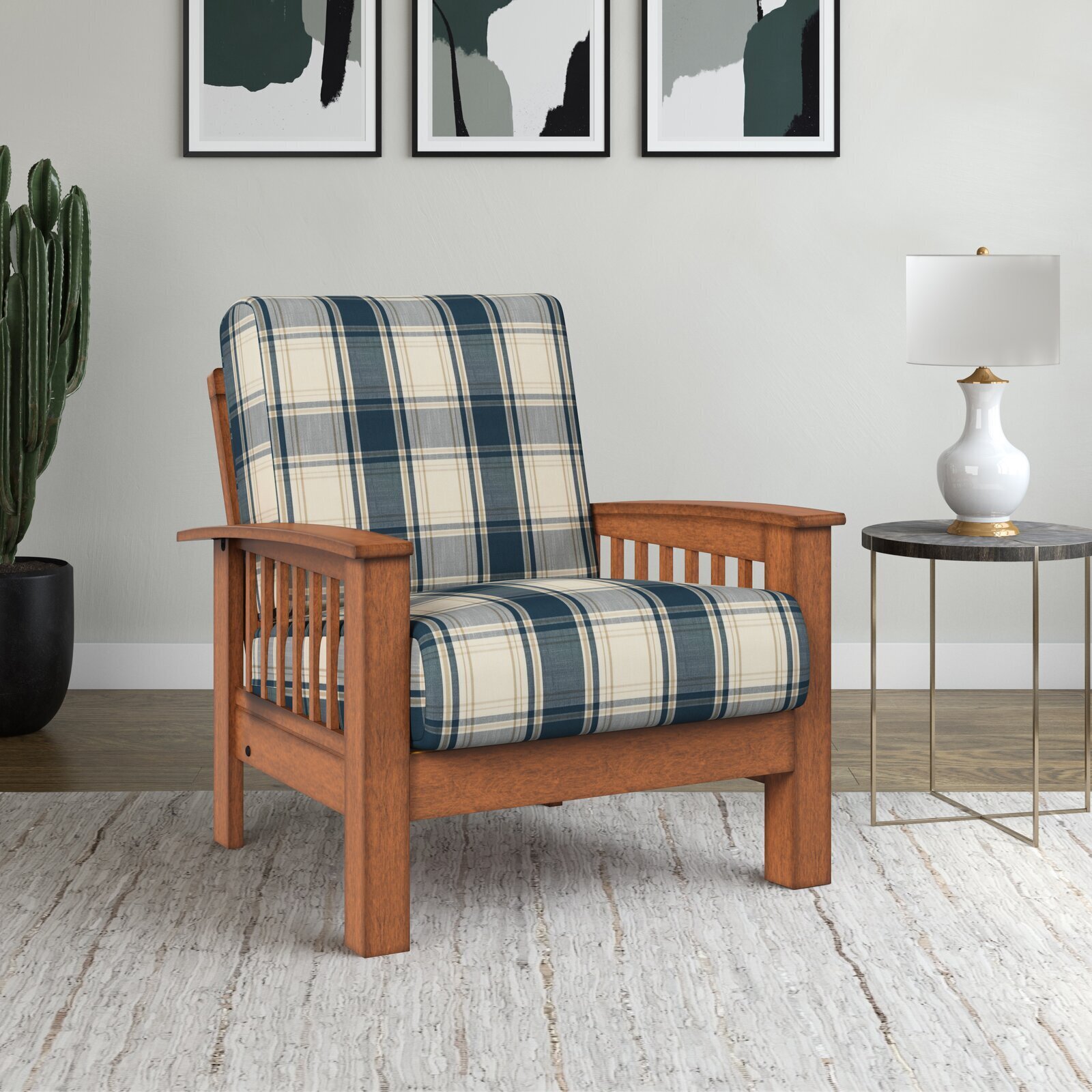 Mission style armchair with a pattern